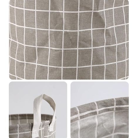 Dickwandiger Wäschekorb Aus Baumwolle Und Leinen, Faltbar, Großes Fassungsvermögen, Mit Griff, Für Schlafzimmer Und Badezimmer, 43 X 37,5 Cm, Grau