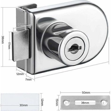 Serratura Per Porta In Vetro, Cromata, Antiruggine. Hochpräzises Sicherheitsschloss, Einfach Mit Einem Schraubendreher Zu Montieren, Geeignet Für Glastüren Mit 5-8 Mm Schraubendreher (4 Stück Mit 8 Sc