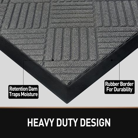 Fußmatte Für Drinnen Und Draußen, 45 X 75 Cm, Grau, Eingangsmatte, Rutschfeste Eingangsmatte, Fußmatte Für Drinnen Und Draußen Mit Naturkautschuk-rückseite