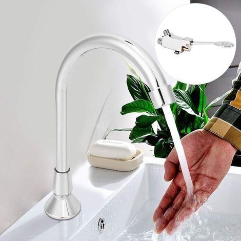 Fußbetätigter Wasserhahn – Berührungsloses Pedal Aus Kupfer Und Abs – Galvanisierte Oberfläche – Einfache Badezimmerinstallation