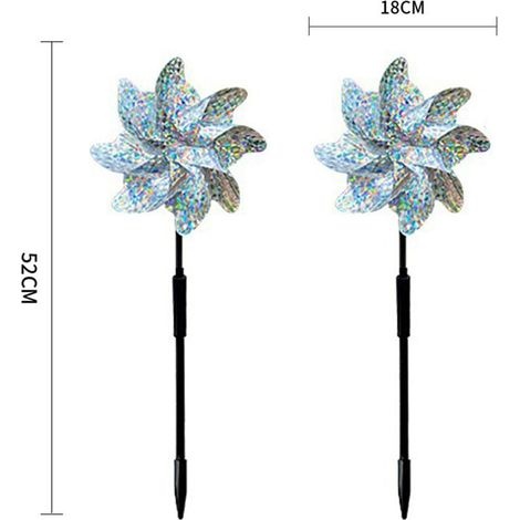 Set Mit 10 Reflektierenden Windmühlen Für Terrassen Und Gärten, Schreckt Vögel Und Tiere Ab.