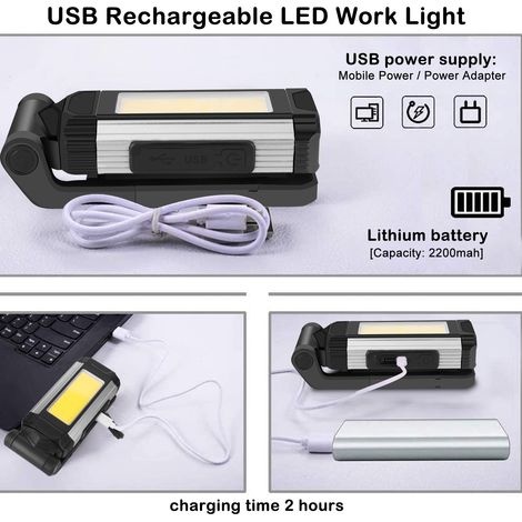 Cob-led-arbeitsleuchte Mit Magnetischem Usb-netzteil, Grau