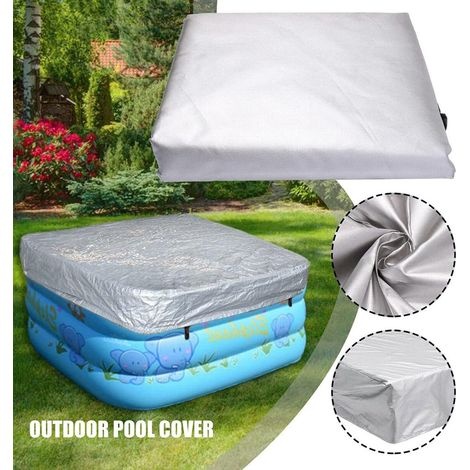 Quadratische Spa-abdeckung, Rechteckige Gartenbadewannenabdeckung Aus 210d Oxford-gewebe, Wind- Und Uv-beständig (218 X 218 X 30 Cm, Silber)