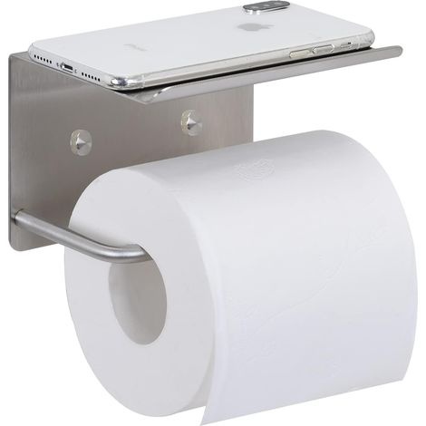Toilettenpapierhalter Mit Klebeablage, Bohrfreier Rollenpapierhalter, Edelstahl Sus 304, Selbstklebender Wandspender Für Badezimmer, Silber