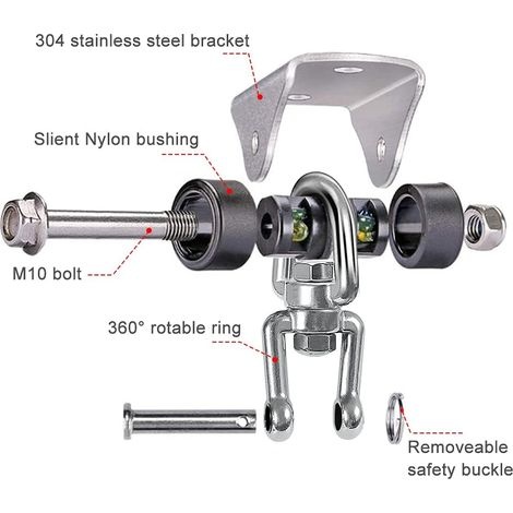 360° Drehbarer Schaukelhaken, Geräuschloser Deckenhaken, Robuster Hängehaken, Schaukelbefestigung Mit Schrauben Für Hängematte, Boxsack, Hängesessel, Tragkraft 450 Kg