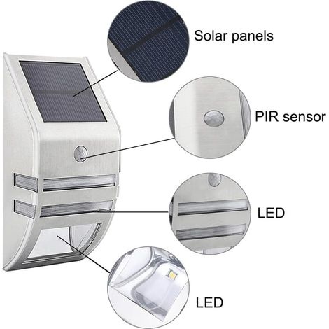 Wasserdichte, Solarbetriebene Außenleuchten Mit Bewegungsmelder - Edelstahl - Außenwandleuchten - Ideal Für Gärten, Terrassen, Gehwege Und Mehr.