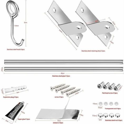 Küchenutensilien-organizer, Wandmontierter Küchenutensilienhalter Mit 6 Verschiebbaren Haken, Edelstahl, Geeignet Für Badezimmer/garage/schlafzimmer, 40 Cm.