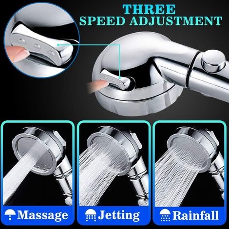 Universelle Handbrause Mit 3 Strahlarten, Wassersparende Abschaltautomatik, Abnehmbarer Duschkopf, Chrom-finish, Badezimmerdusche, Silber