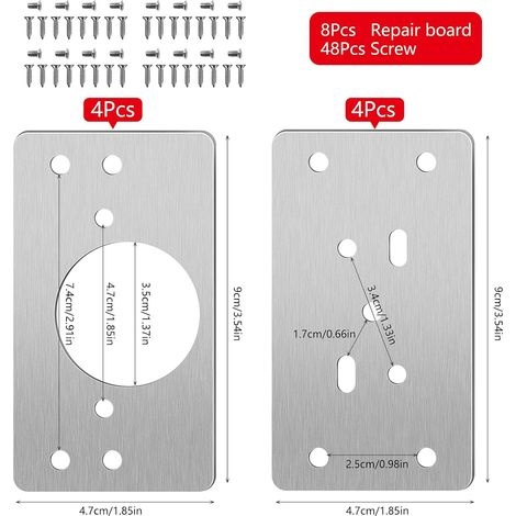 Möbelscharnier, 8-teiliges Scharnier-reparaturset Aus Edelstahl Mit 48 Schrauben Für Holzmöbel, Regale Und Schränke (9050 Mm)