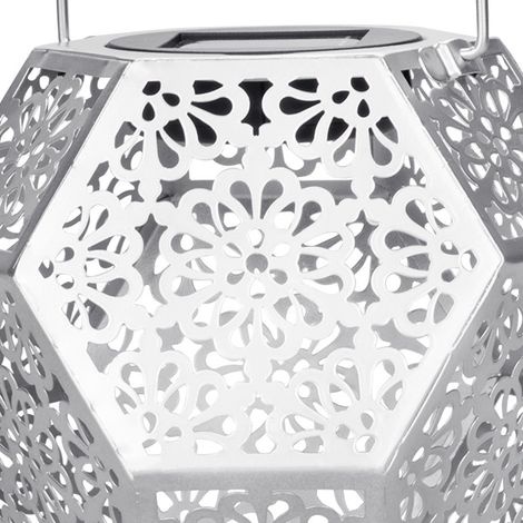 Led-solarlaterne Für Den Außenbereich, Wasserdichte Hängeleuchte Für Den Garten, Dekorative Diamantform Für Garten, Terrasse, Rasen, Flur, Einfahrt – Silber
