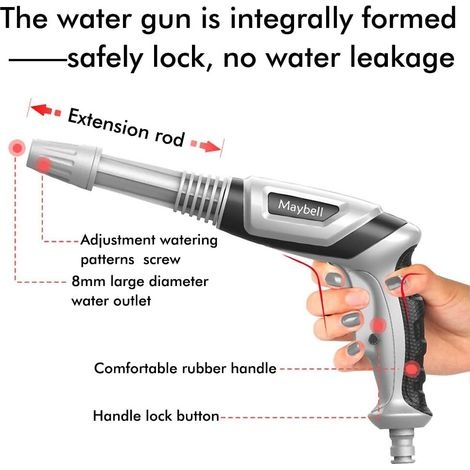 Hochdruck-wasserpistole Mit Verstellbarer Düse – 8 Mm Wasserdurchfluss – Direktstrahl-, Schirm- Und Duschmodus – Für Die Auto- Und Gartenreinigung –