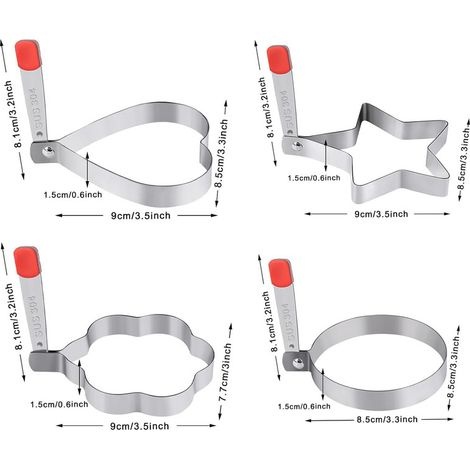 Eierform Für Spiegeleier, 4-teiliges Pfannkuchenform-set, Eierform Aus Edelstahl, Geeignet Für Omeletts, Pochierte Eier, Burger-patties, Waffeln, Crêpes, Sandwiches