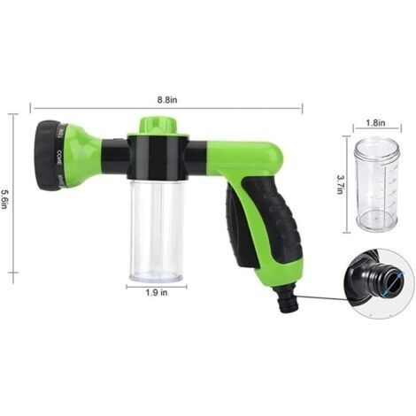 Gießkanne, 8 Einstellbare Wasserdurchflussstufen, Gartenbrausekopf Für Gartenschlauch, Autowäsche, Gehwegreinigung Und Haustierbaden (grün)