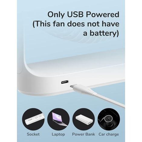 Tischventilator, Usb-tischventilator Mit 4 Geschwindigkeitsstufen, Leiser Betrieb, Einzigartiges Design, Tragbarer Ventilator Für Homeoffice, 330°-drehung – Weiß