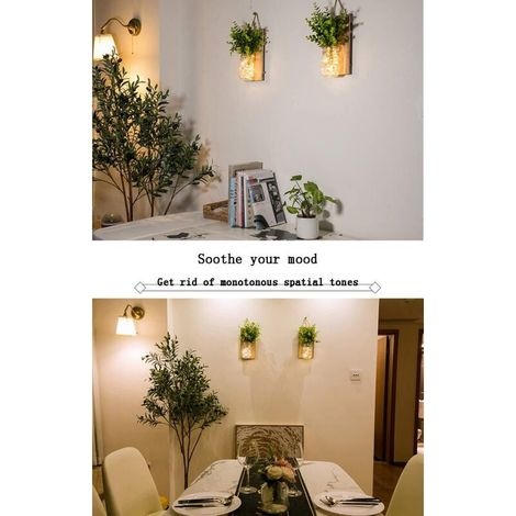 Rustikale Wandleuchten, Künstliche Hängende Grüne Pflanzen Im Einmachglas-design Mit Led-streifen Für Die Weihnachtsdekoration Von Haus Und Garten (2er-set) (grüne Pflanzen)