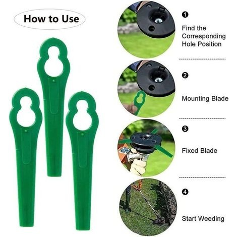 100 Kunststoff-ersatzklingen Für Rasentrimmer, Rasenmäherklingen Für Akku-freischneider, Ersatzschneidklingen Für Gartenrasen (l83 Grün 10 × 5 Mm) –