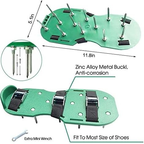 Rasenlüfterschuhe, Rasenlüfterschuhe Mit Spikes, 4 Verstellbaren Riemen Und Metall-vertikutierer Für Rasenlüfter-gartenschuhe
