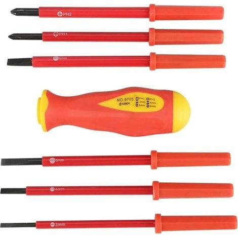 7-teiliges Isoliertes Elektriker-schraubendreher-set / Multifunktionales Isoliertes Kreuzschlitz-schraubendreher-set, Professionelle Elektriker-schraubendreher Mit Aufbewahrungstasche, Carivent-set