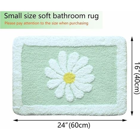 Badematte, Hellblauer Badteppich, 40 Cm × 60 Cm, Weiße Badematte Mit Blumenmuster, Weiche Badematte Aus Superfeiner Faser, Rutschfeste Badematte, Maschinenwaschbare Plüschbadematte