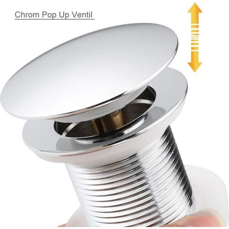 Bonde Pop Up Automatique Sans Trop Plein Bonde De Vidage Push Open Pour Lavabo En Cuivre Chromé Pour Bassin Sans Trop-plein (chrome Sans Trop Plein)