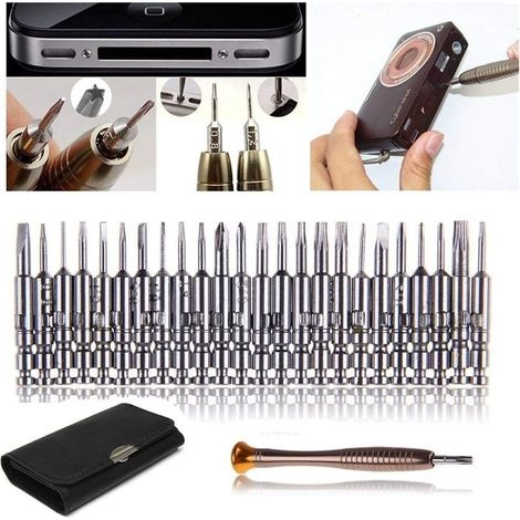 Mini 25-in-1 Präzisionsschraubendreher-set, Reparaturwerkzeug Mit Lederetui Für Laptop, Brille Usw.