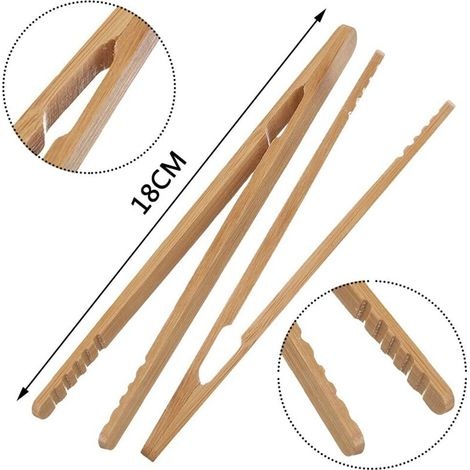 Bambuszangen, 12-teiliges Set, Küchenzangen Aus Bambus, Toastzangen, Brotzangen Aus Holz, Für Grillabende, Buffets, Brot Und Steaks