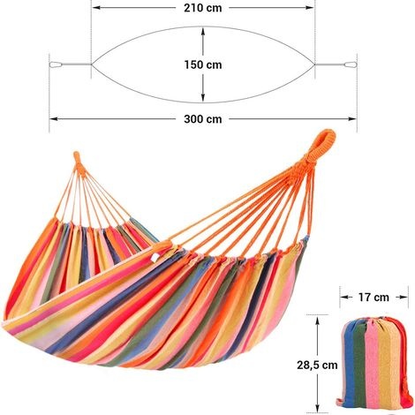 Hängematte, 210 X 150 Cm, Doppelhängematte, 300 Kg Tragkraft, Für Terrasse, Balkon, Garten, Outdoor-aktivitäten, Camping, Mit Tragetasche, Gurten Und Karabinerhaken