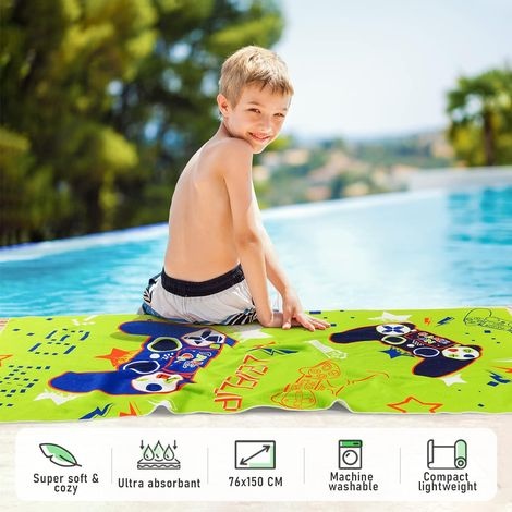 Kinder-strandtuch – 75 X 150 Cm, Sandabweisende Mikrofaser, Für Jungen, Badetuch, Poolhandtuch, Campinghandtuch, Reisehandtuch, Ultra-saugfähiges Strandtuch