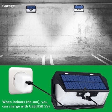 53-led-außenwandleuchte, Solarlampe, Fernbedienung, Solar-/usb-ladefunktion, Gartenbeleuchtung, 800 Lm