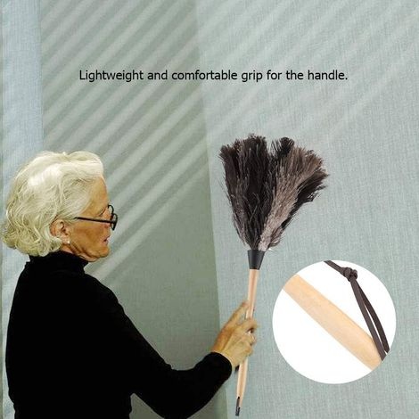 Handwaschbarer Staubwedel Mit Statischer Aufladung, Staubwedel Mit Truthahnfedern Und Langem Holzgriff, Staubsaugergranulat, Weiche, Dichte Federn