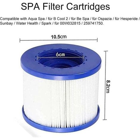 2er Set Spa-filterkartusche Zum Einschrauben, Einschraubfilter Für Aufblasbare Spas, 60 Mm Gewinde, Ersatzfilterkartusche Für Cozy Spa, Clever Spa Und Mehr, 105 82 Mm