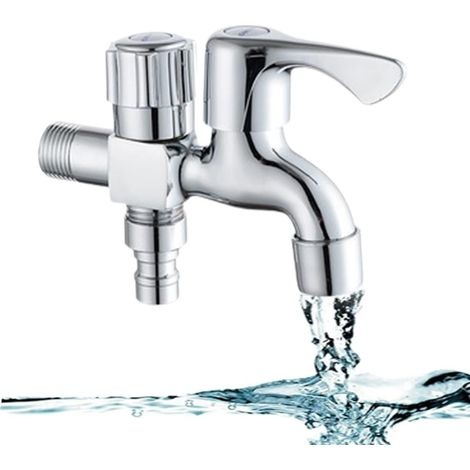 Außenwasserhahn, Doppelhahn, Gartenwasserhahn Mit Doppelauslauf, Messinghahn Mit Doppelauslauf, 1/2-zoll-doppelauslauf