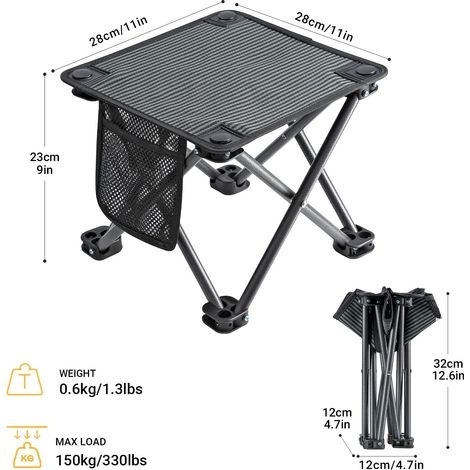 Ultraleichter Klapphocker, Faltbarer Campingstuhl Mit Multifunktionaler Netztasche, Praktisch Und Tragbar Für Strand, Garten, Angeln, Wandern, Reisen Und Picknicks.