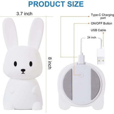 Weihnachtsdeko-hasen-nachtlicht Für Babys, Touchscreen, 7 Farben, Usb-aufladbar, Timer-funktion, Kinderzimmer-nachtlicht, Dekolampe Für Die Weihnachtszeit, Geburtstagsgeschenk, Weihnachtsgeschenk