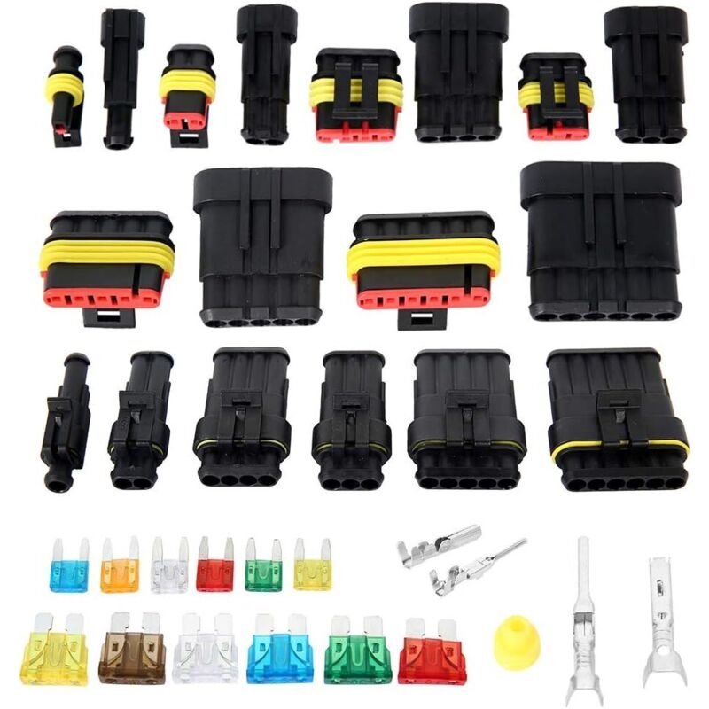 Packung Mit 240 Kundenspezifischen Wasserdichten Drahtverbinderklemmen Für Motorrad, Lkw Und Auto, Inklusive 1/2/3/4/5/6-fachem Standard-minisicherungssatz.