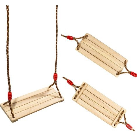 Holzschaukelset Für Kinder Und Erwachsene, Holzschaukelsitz Mit Verstellbaren Seilen Zur Befestigung An Bäumen, Für Den Außen- Und Innenbereich