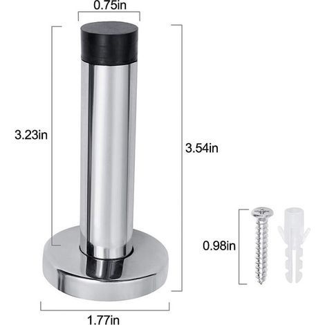 1 Türstopper Mit Edelstahl-gummipuffer, Wandmontage Mit Befestigungsschrauben Und Dübeln – 95 Cm