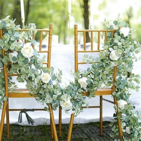 Eukalyptusgirlande Mit Kamelien, 2 M, Künstliche Blumen, Seidenrosenranken-dekoration, Hängende Künstliche Blätter