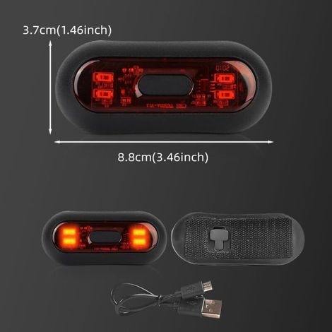 Wiederaufladbares Led-fahrradrücklicht Per Usb, Lampe Für Helm Oder Rucksack.