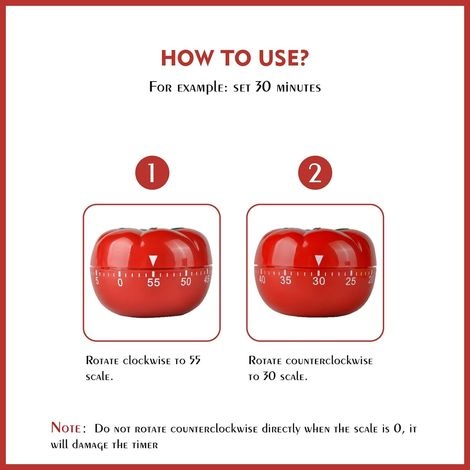 Mechanischer Küchentimer, Countdown-timer, Tomatentimer, 60-minuten-kochtimer