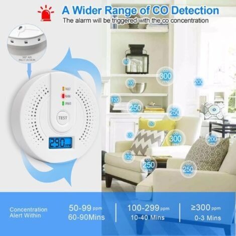 Kohlenmonoxidmelder, Co-gasüberwachungsalarm, Batteriebetriebener Co-sensor Mit Led-digitalanzeige Für Zuhause, Tank Und Als Knopfdruck