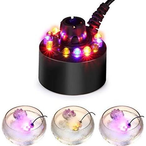 Farbwechselnder Nebelbrunnen Mit 12 Leds, Teichnebelgerät, Luftbefeuchter Und Zerstäuber Mit Netzteil (schwarz)