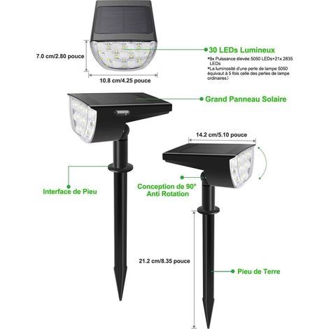 【4er-pack Mit 30 Leds】solar-außenstrahler, Ip67 Wasserdicht, Verstellbarer Solar-flutlichtstrahler Mit 180°-solarpanel, Solarbeleuchtung Für Garten, Hof, Weg, Einfahrt…