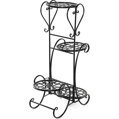 Schwarzes Metall-blumenständerregal, 46 X 26 X 81 Cm