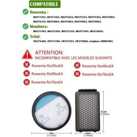 4 Filter Für Moulinex Tefal Compact Power Cyclonic Ro3731ea Staubsauger Zr005901, Spezifikationen: 005901m, Filter