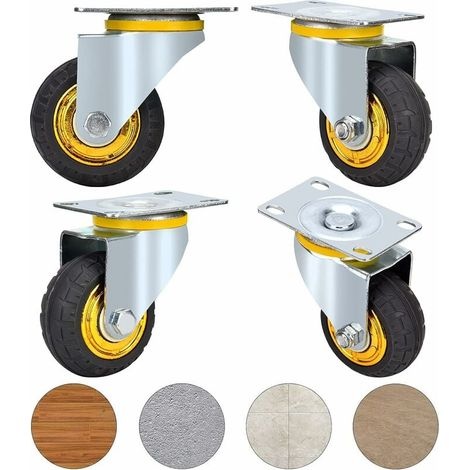Satz Mit 4 Universal-rädern (75 Mm Durchmesser) Ohne Bremsen, Geräuscharme Transportrollen, Universal-lenkrollen, Industrierollen Mit 75 Mm Durchmesser, Transportrollen Für Möbel