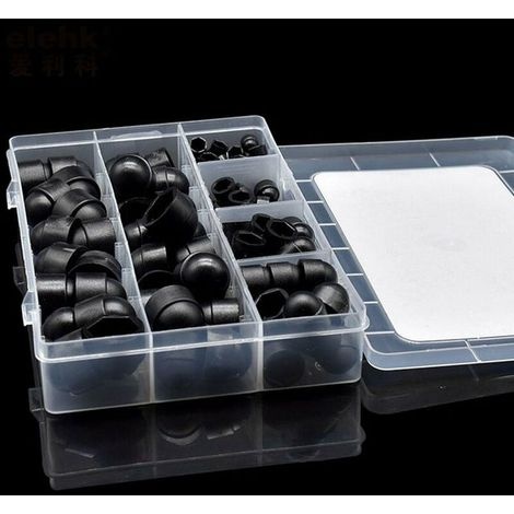 Packung Mit 145 Pe-schraubenkappen Für Schrauben, Muttern, Bolzen Und Andere Befestigungselemente 6 Größen Erhältlich, Inklusive Aufbewahrungsbox (schwarz)