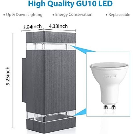 Nach Unten Gerichtete Außenwandleuchte Mit Zwei 5-w-led-lampen In Warmweiß, Gehäuse Aus Aluminiumdruckguss, Wasserdicht (ip44), Schwarz