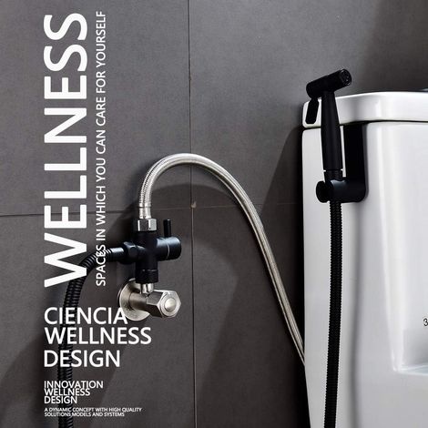 Schwarzes Edelstahl-toilettengetränkeset Mit Wasserhahn Für Die Tägliche Körperpflege