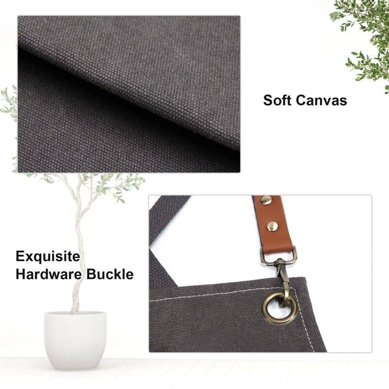 Arbeitsschürze Aus Canvas, Multifunktionale Arbeitsschürze Mit 3 Werkzeugtaschen, Werkzeugschürze Mit Gekreuztem Rückengurt
